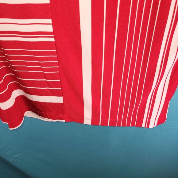 Chicos Red & White Striped Top Size 0 Batwing Sleeves Loose Fit - Picture 10 of 10
